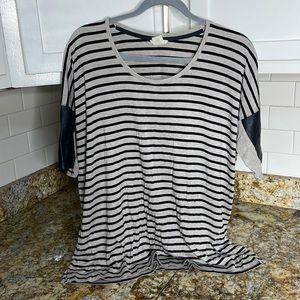 Club Monaco , size m , black and Grey long sleeve with faux leather!